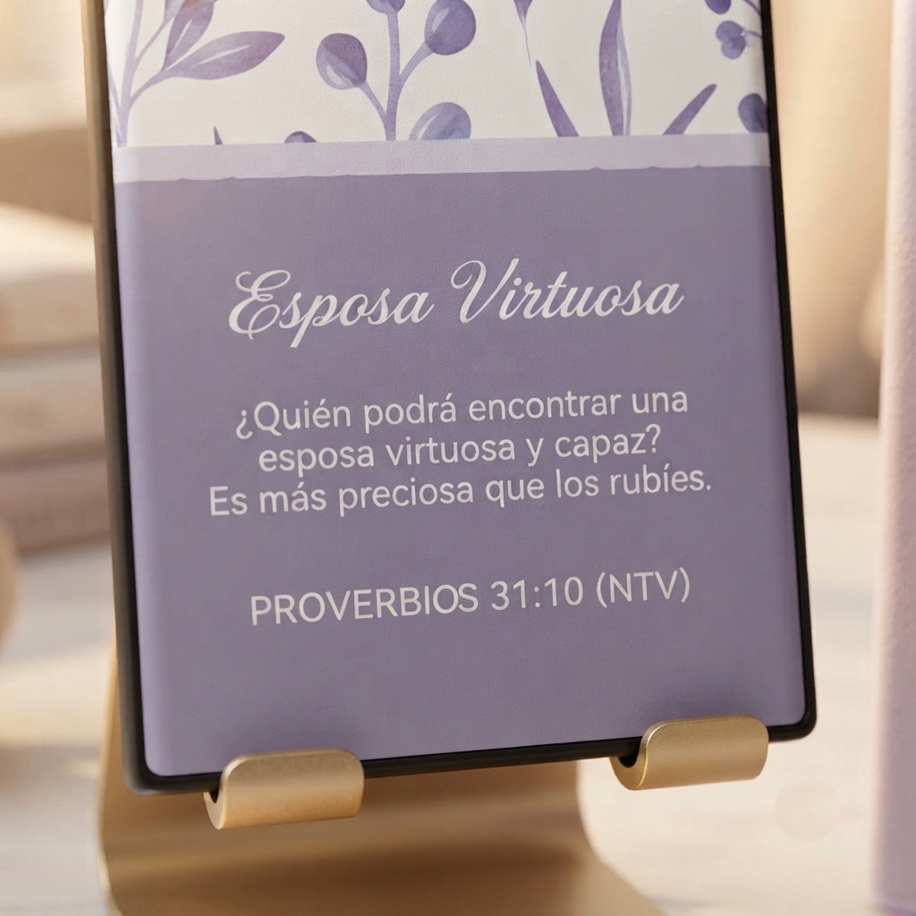 Funda "Esposa Virtuosa" Proverbios 31:10 - Diseño Floral Minimalista