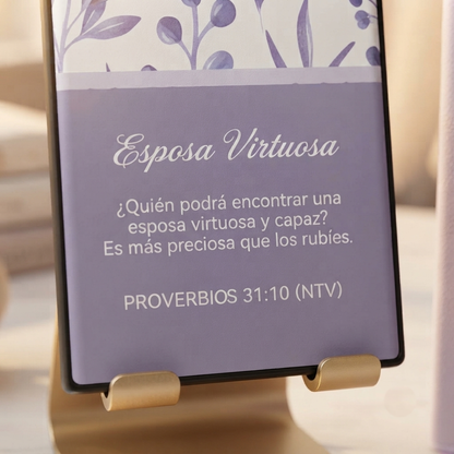 Funda "Esposa Virtuosa" Proverbios 31:10 - Diseño Floral Minimalista