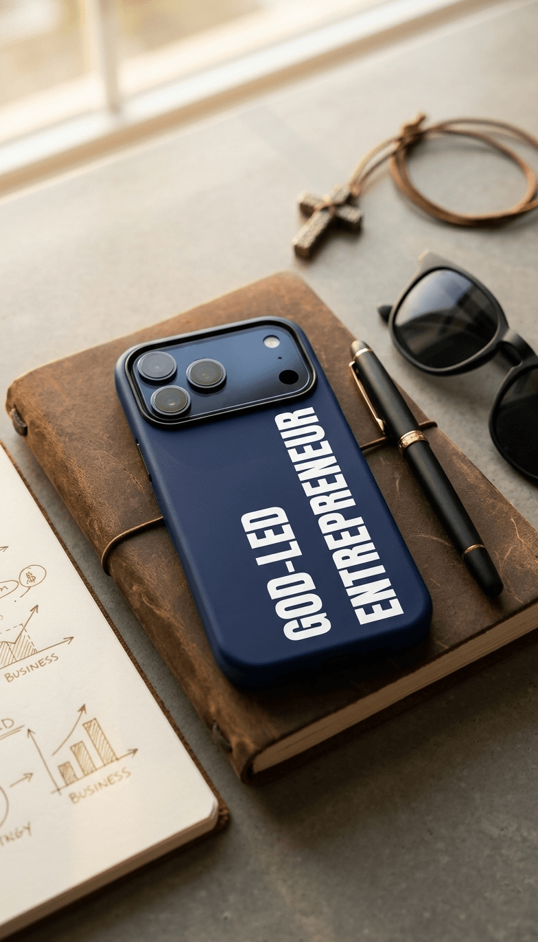Christian Entrepreneur Mindset iPhone Case - God-Led Entrepreneur Design - Impact Resistant Hard Shell Protective Cover