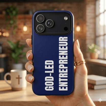 Christian Entrepreneur Mindset iPhone Case - God-Led Entrepreneur Design - Impact Resistant Hard Shell Protective Cover