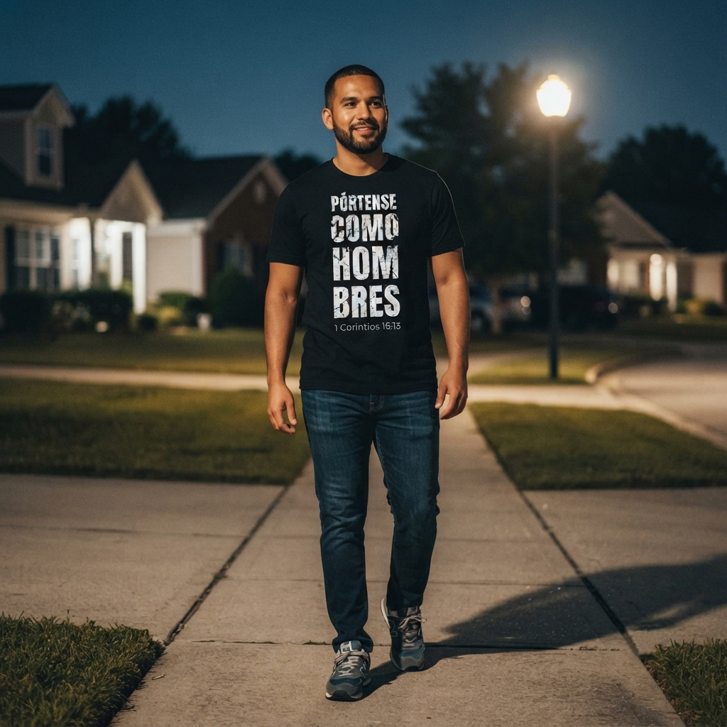 Camiseta Cristiana "Pórtense Como Hombres" - Playera 1 Corintios 16:13