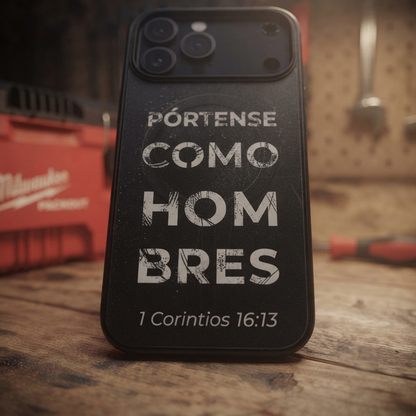 Funda iPhone MagSafe "Pórtense como Hombres" - Case de Alta Resistencia - Linaje Latino