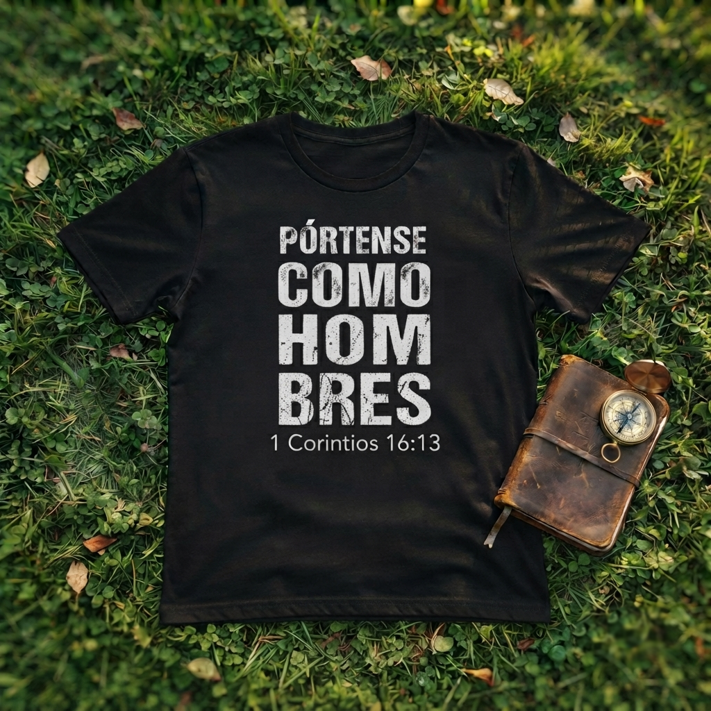 Camiseta Cristiana "Pórtense Como Hombres" - Playera 1 Corintios 16:13