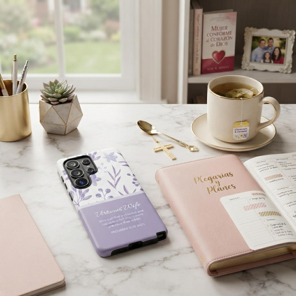 "Virtuous Wife" Proverbs 31:10 Protective Case - Floral Minimalist Design