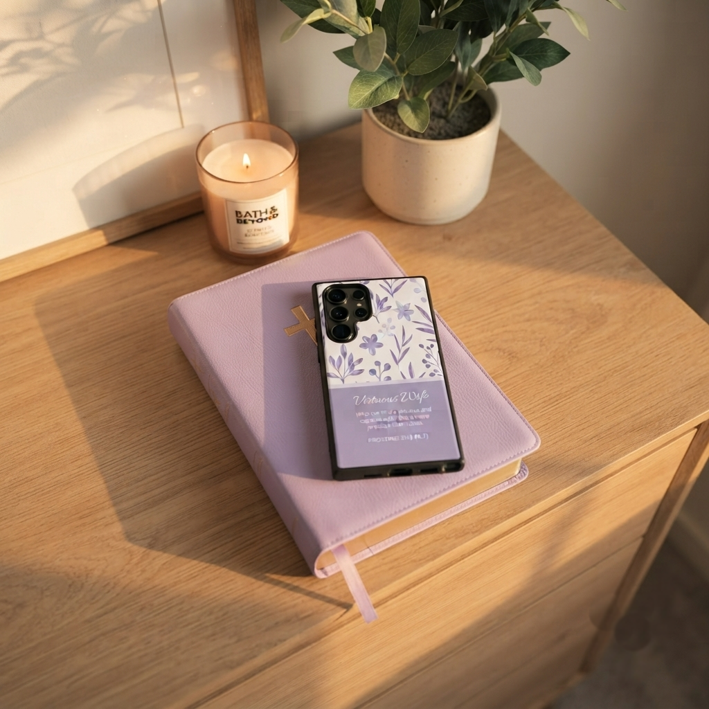 "Virtuous Wife" Proverbs 31:10 Protective Case - Floral Minimalist Design