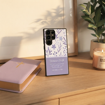 "Virtuous Wife" Proverbs 31:10 Protective Case - Floral Minimalist Design