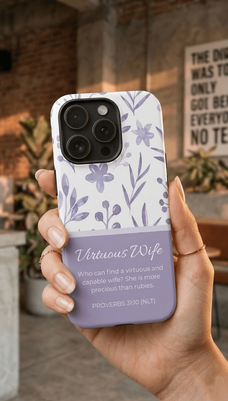 "Virtuous Wife iPhone Case - Proverbs 31:10 Scripture Gift for Her - Premium Protective Cover