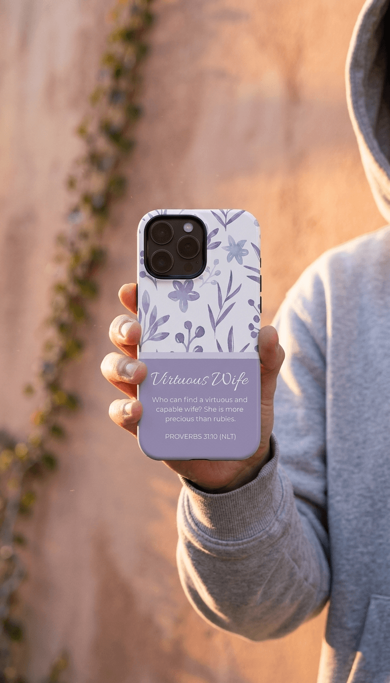 "Virtuous Wife iPhone Case - Proverbs 31:10 Scripture Gift for Her - Premium Protective Cover